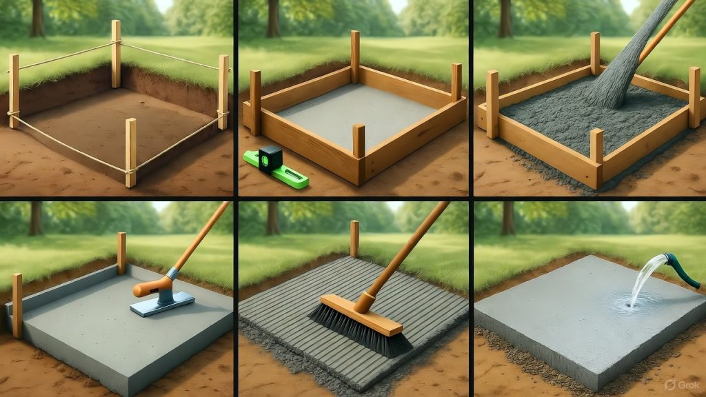 schéma de dalle en béton balayé